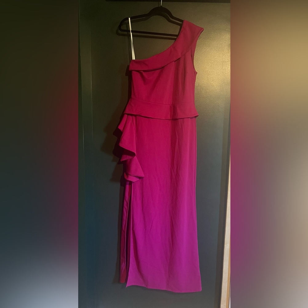 Magenta One Shoulder Bridesmaid Dress